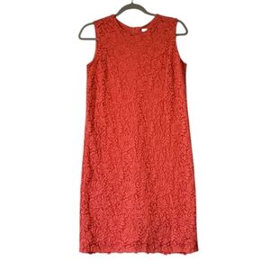 Uniqlo Coral‎ Lined Floral Lace Sleeveless Shift Dress Summer Dressy Size Small